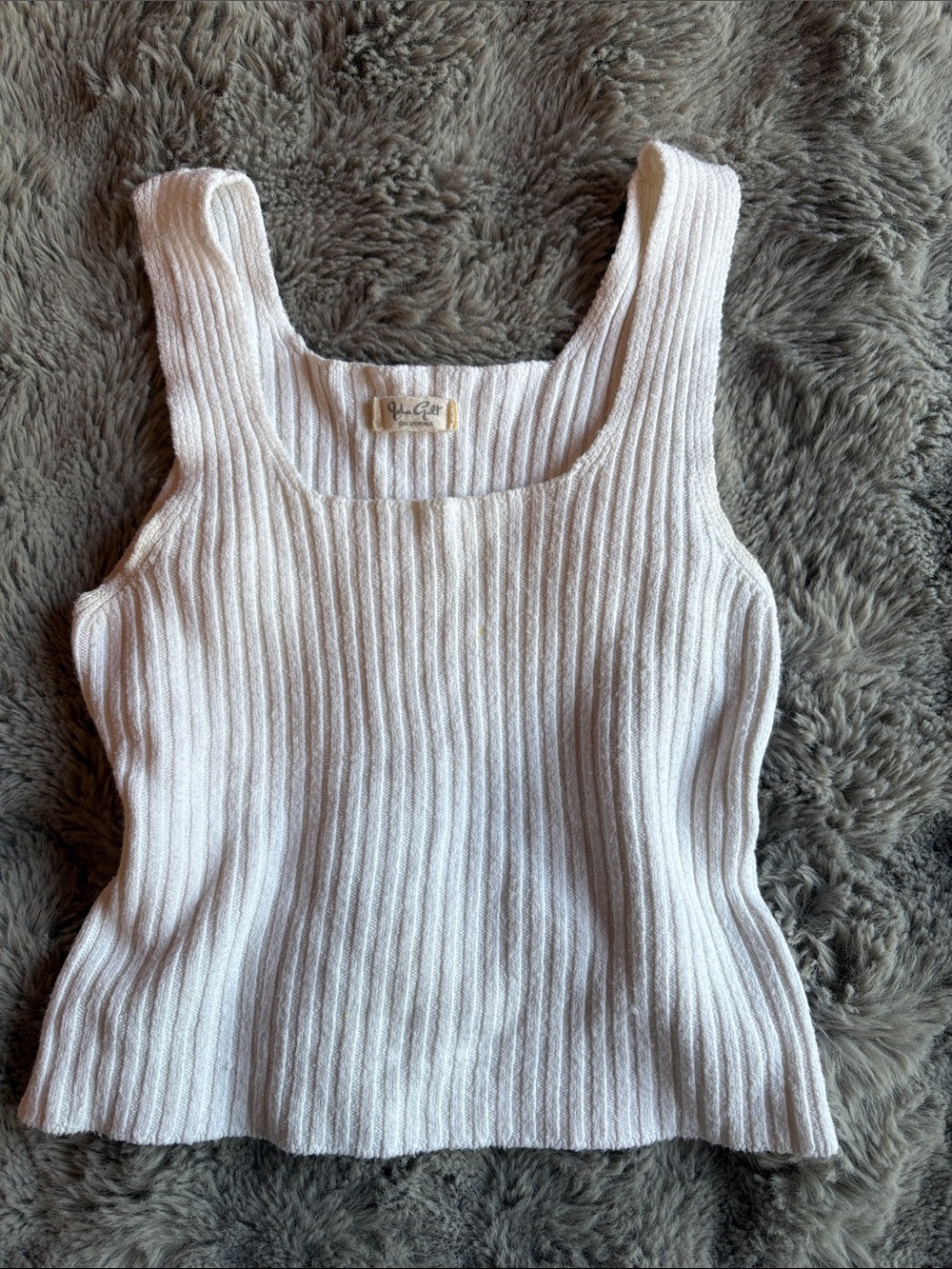 Brandy Melville White Ribbed Scoop Tank